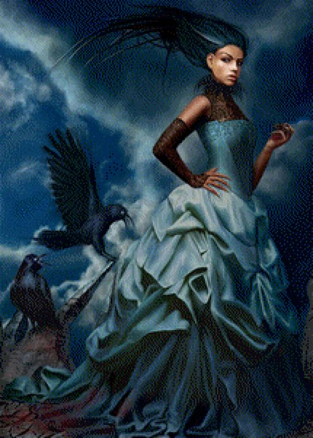 картины Марты Делиг - ворон, девушка - предпросмотр