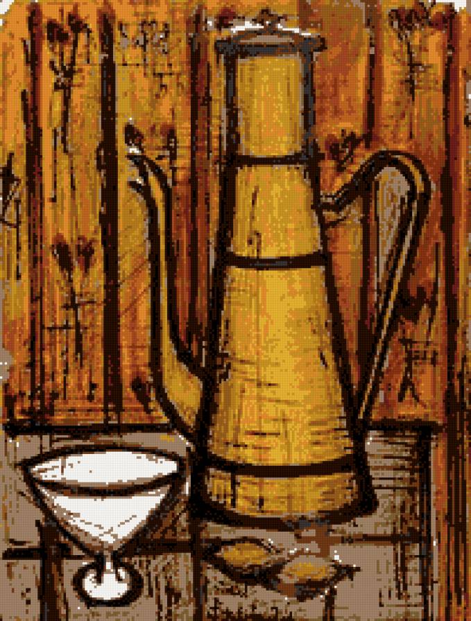 картинка для кухни - кофейник, чашка, кофе - предпросмотр