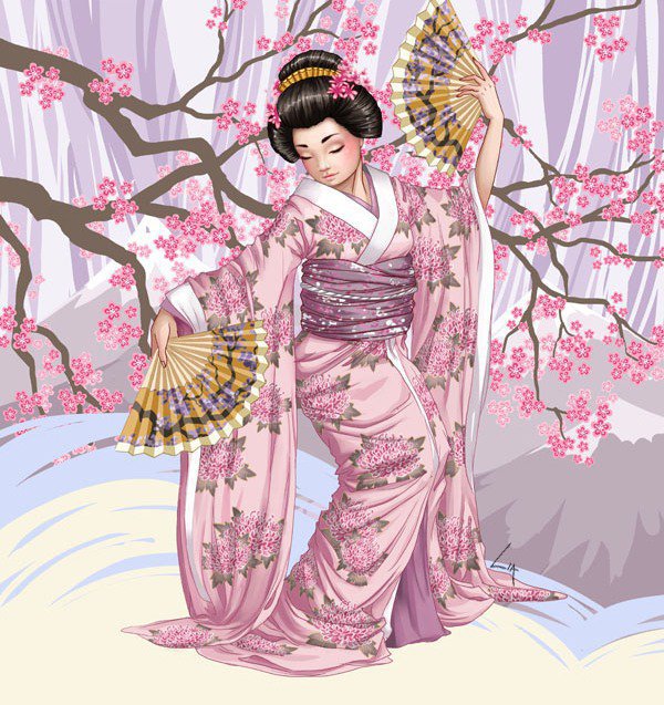 японский танец - оригинал