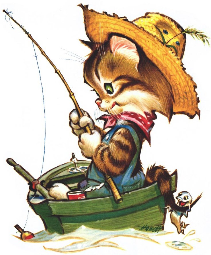 Рыбак - рыбак, котенок, рыбалка, лодка - оригинал