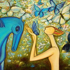 Схема вышивки «Девушка и лошадь»