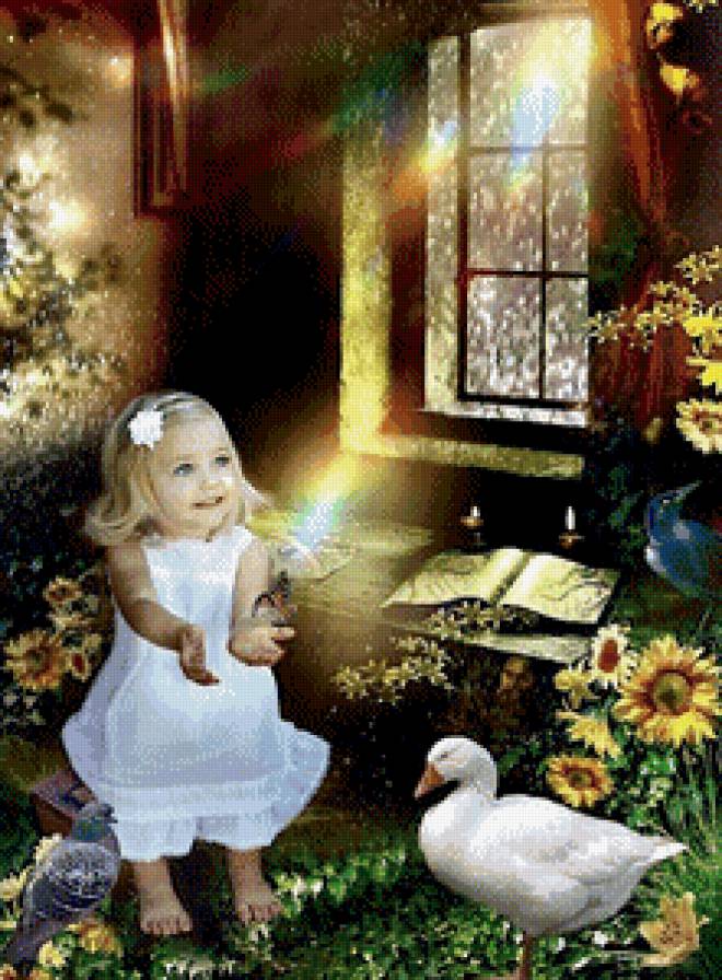картины Гейл Франи - цветы, дети, птицы - предпросмотр