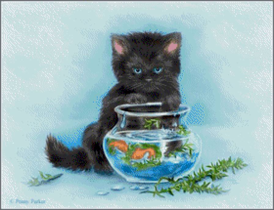 Кот на рыбалке - предпросмотр