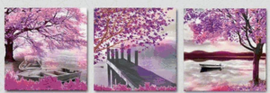 Розовый туман - сегментированные картины - предпросмотр