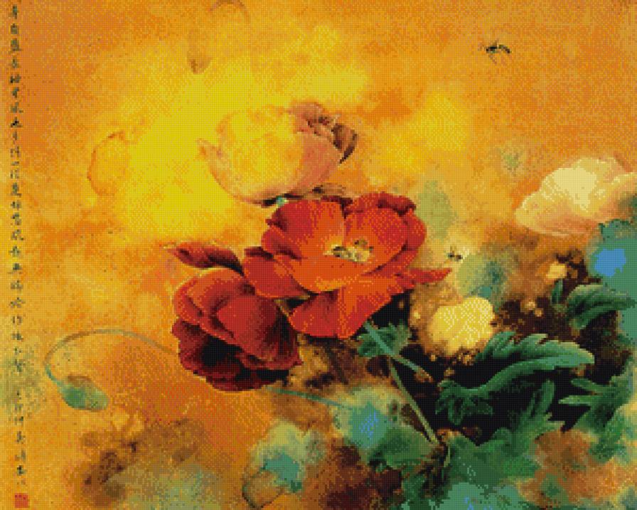 рисованные цветы-1 - цветы, рисунок, живопись - предпросмотр