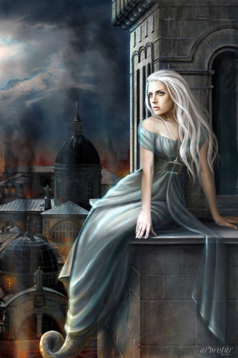 №731387 - девушка, замок, ночь, город - оригинал