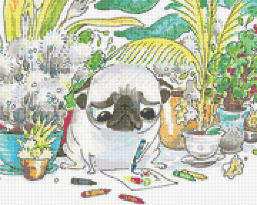 чернильный мопсик - собака, рисунок, мопс, inkpug - предпросмотр