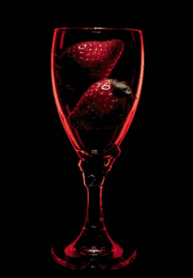 спелая клубничка - рисунок на черном - предпросмотр