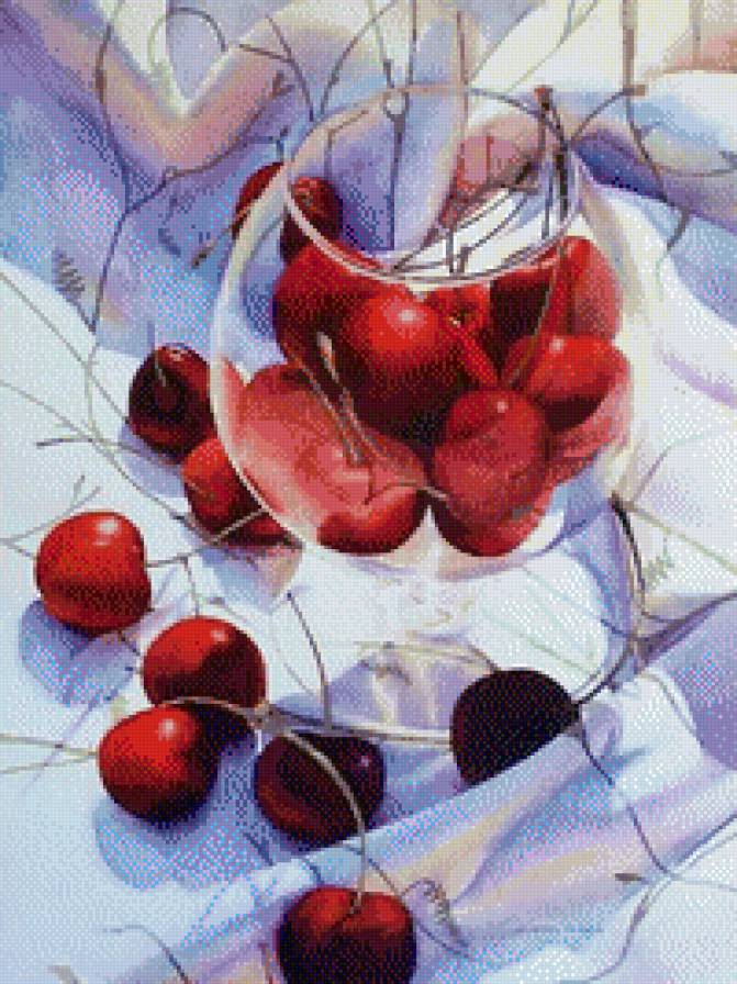 Вишня в бокале - бокал, вишня, натюрморт - предпросмотр