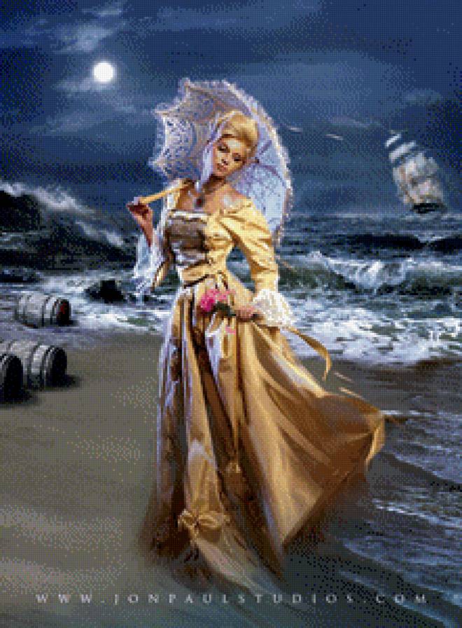 №733528 - девушка, корабль, море - предпросмотр