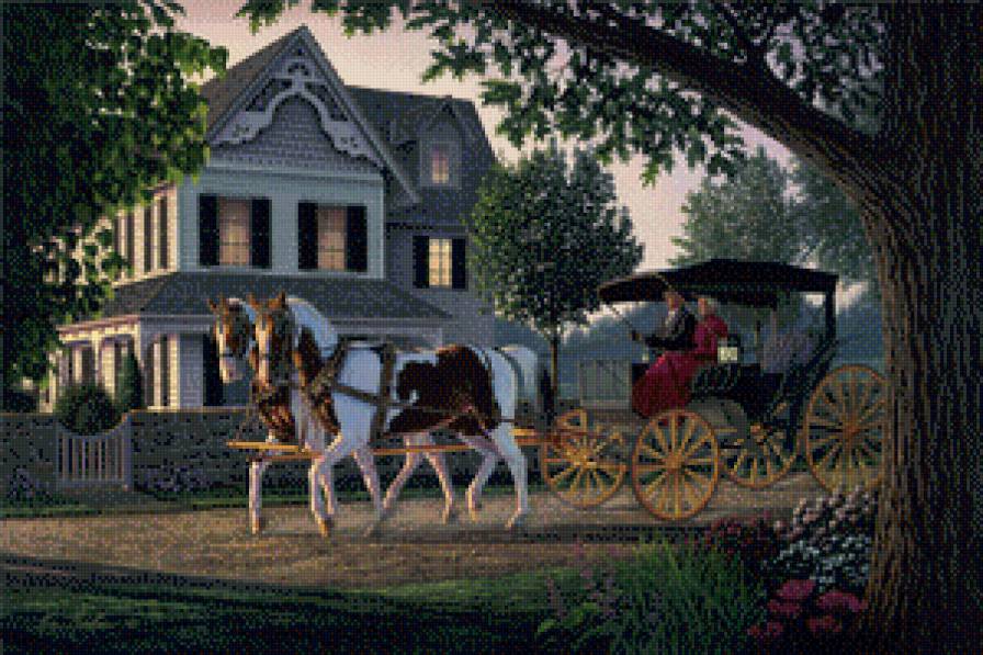 №733539 - лошади, карета, дом - предпросмотр