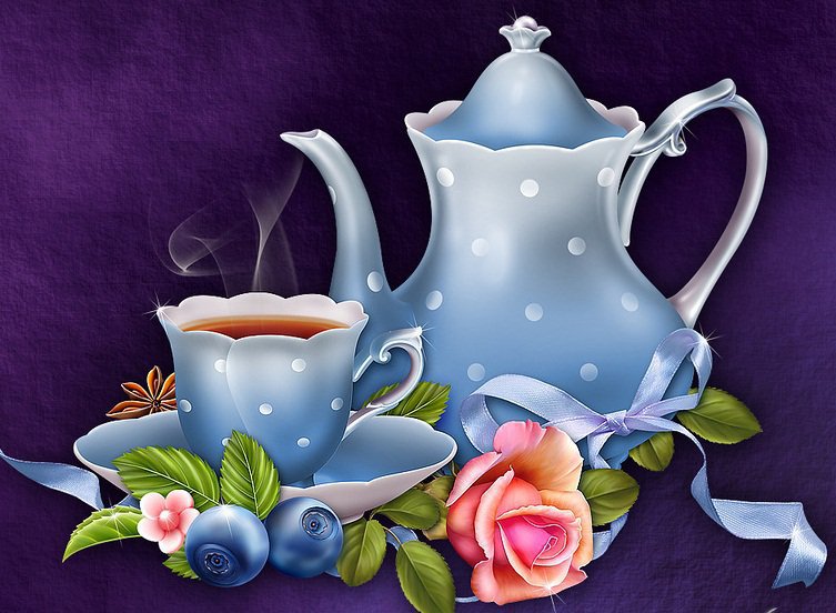 Приглашение на чай - чаепитие, сервиз, кухня - оригинал