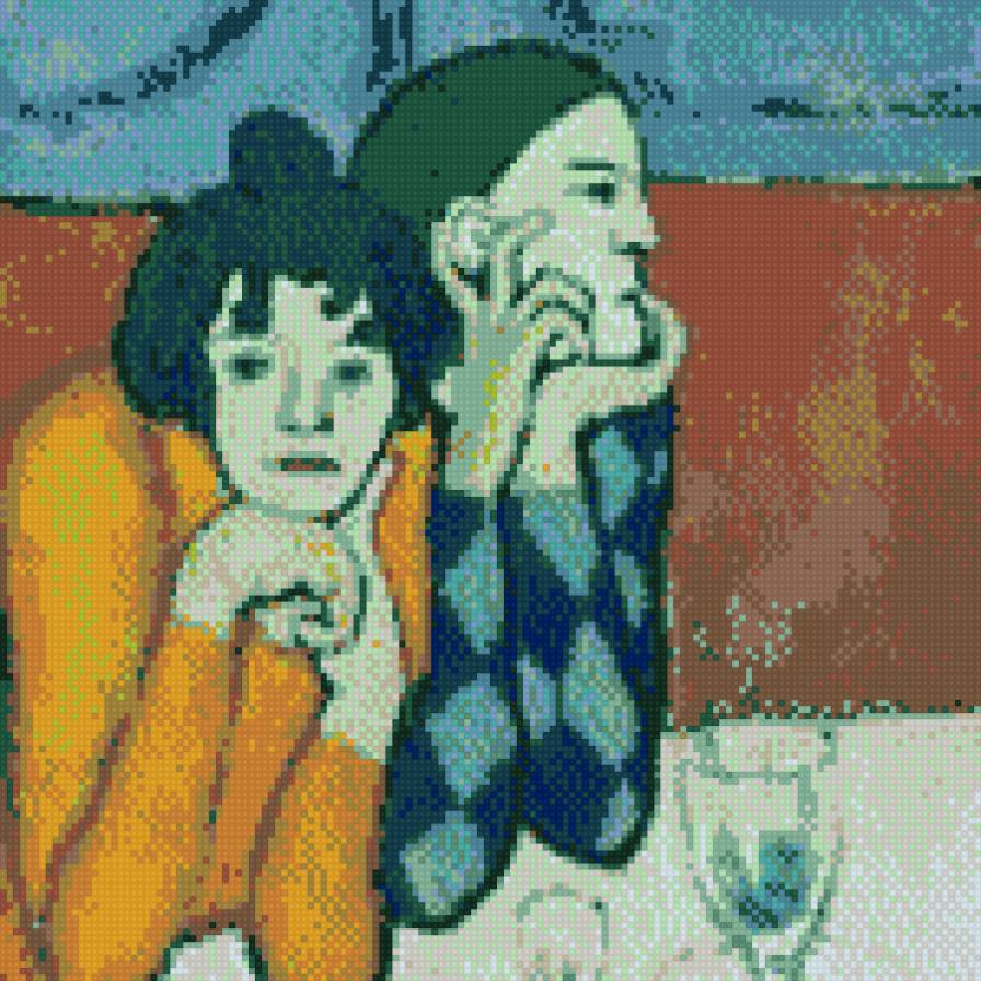 грусть - пикассо, арлекин, картина - предпросмотр