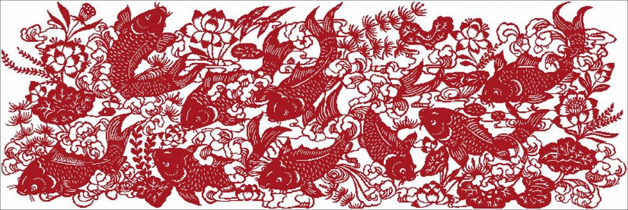 9 карпов - удача, рыба, карп, монохром - оригинал