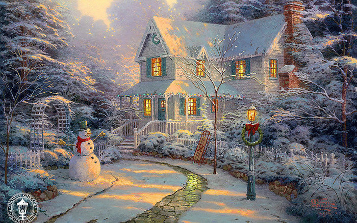 Новогодняя сказка - снеговики, новый год, рождество, сказка - оригинал