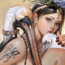 Девушка с птицами