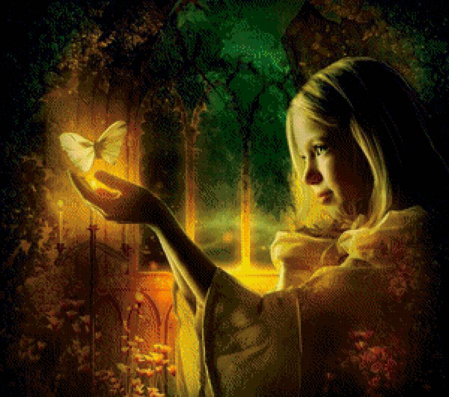 Девочка и бабочка - свет, ребенок, детство, сказка, бабочка - предпросмотр