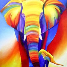 Схема вышивки «радужные слоны»