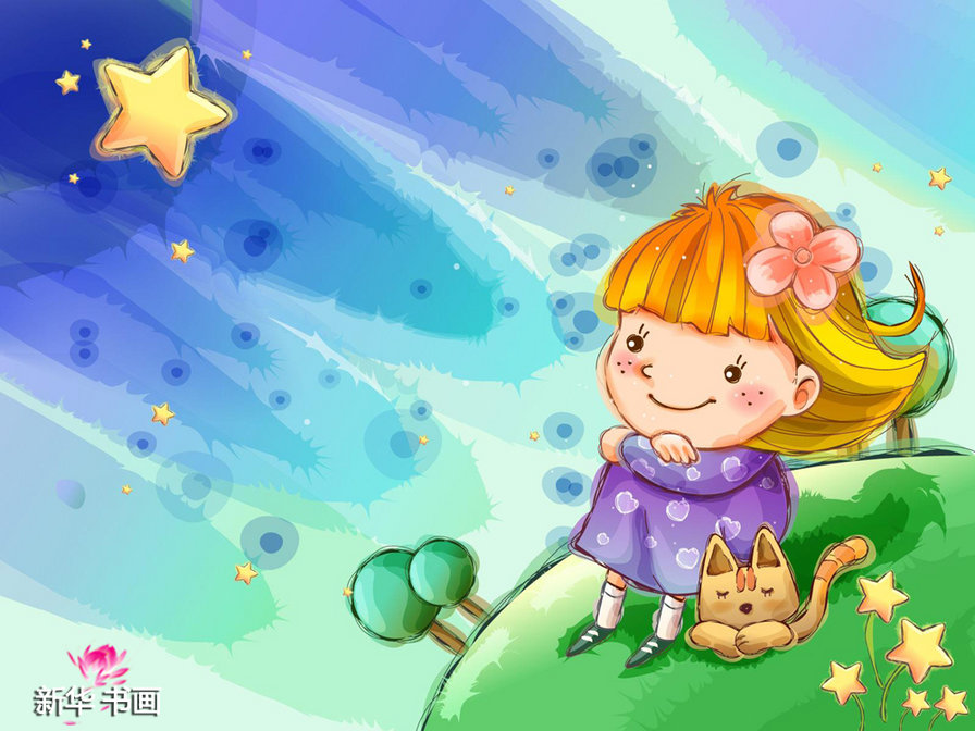 Маленькая мечта - звезда, девочка, мечта, детская картинка - оригинал