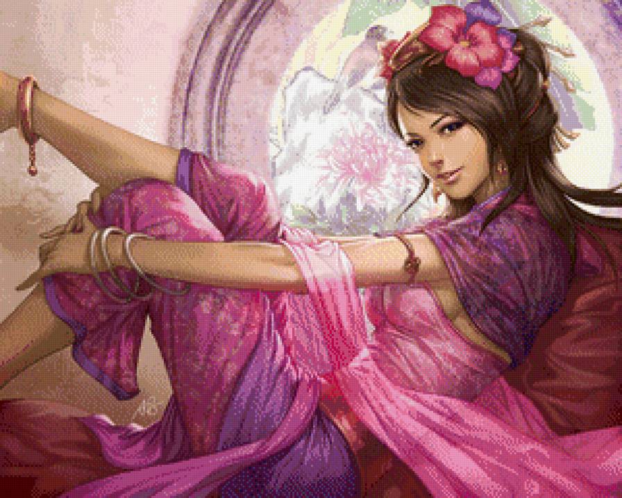 Девушка в розовом - предпросмотр