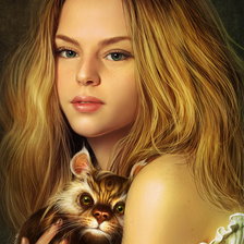 Схема вышивки «Девушка и зверушка»