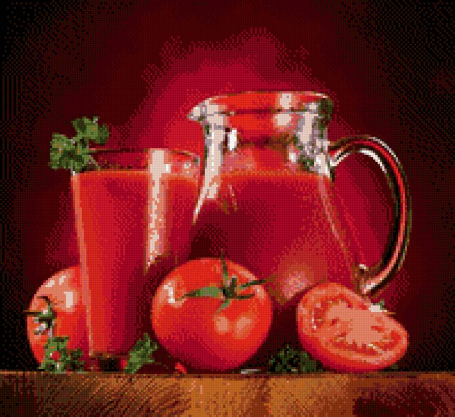 томатный рай - графин, сок, томаты, красное, стакан, на кухню, монохром, кувшин - предпросмотр