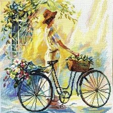 Оригинал схемы вышивки «Девушка с велосипедом» (№737097)