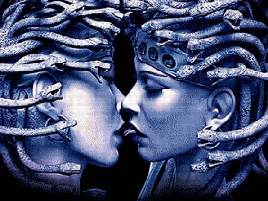 нежный поцелуй - фентези, пара, поцелуй - предпросмотр