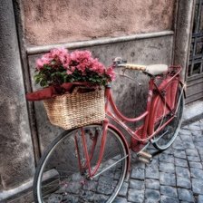Оригинал схемы вышивки «Велосипед с цветами» (№737402)