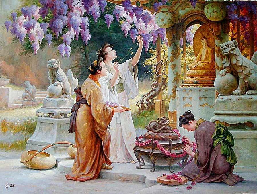 китайские мотивы - женщины, люди - оригинал