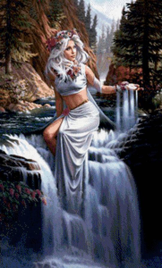 водопад - природа, водопад, пейзаж, девушка - предпросмотр