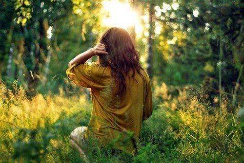 в лесу - природа, девочка, лес, люди - оригинал