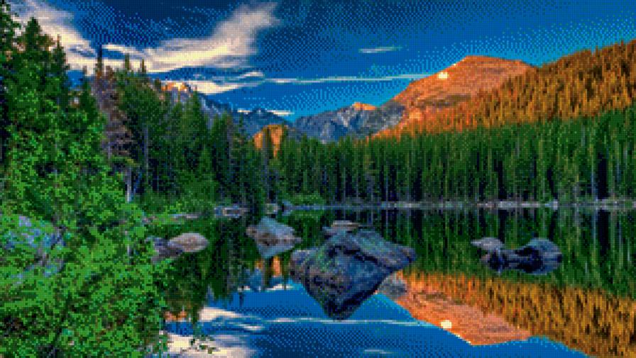 лесное озеро 2 - природа, лес, осень, озеро - предпросмотр