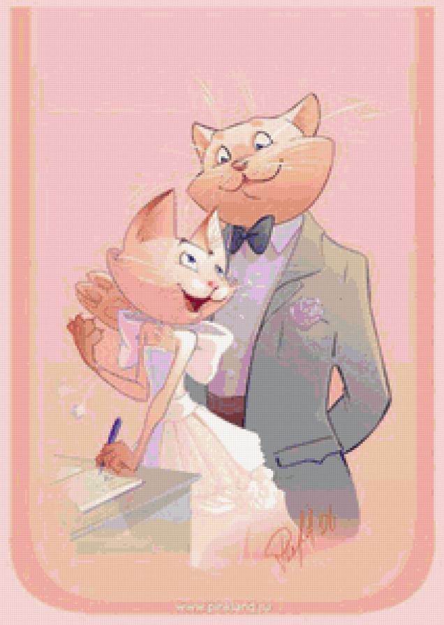 МОЛОДОЖЕНЫ - свадьба, котики, коты - предпросмотр