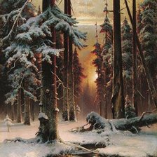 Схема вышивки «Закат в зимнем лесу»