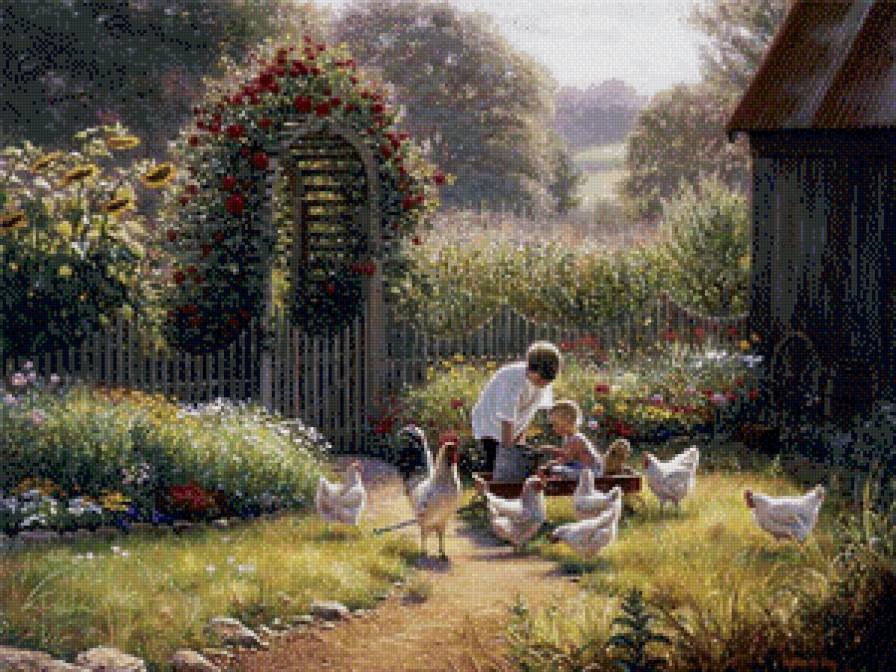 №739754 - курица, деревья, дети - предпросмотр