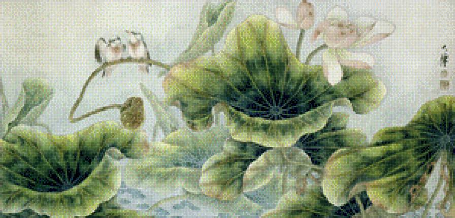 Китайская живопись - птицы, природа, цветы, лотос, живопись - предпросмотр