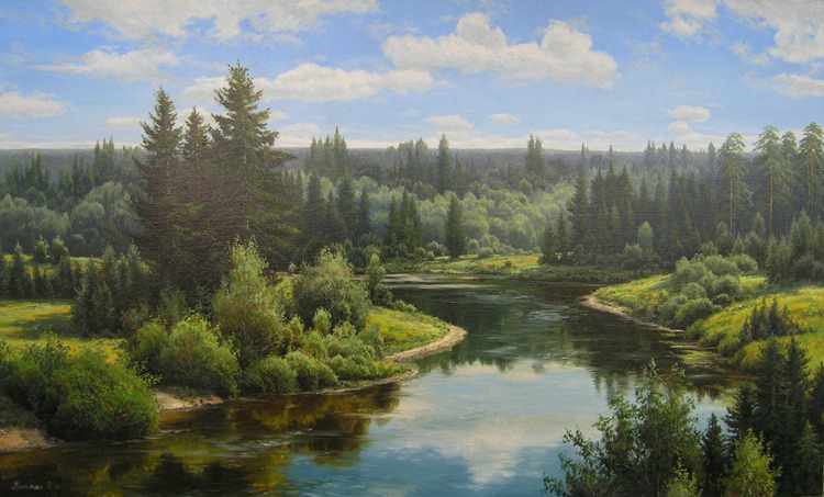 Лето - природа, река, лес, пейзаж, лето - оригинал