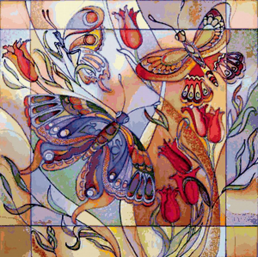 подушка - подушка, бабочки, цветы - оригинал