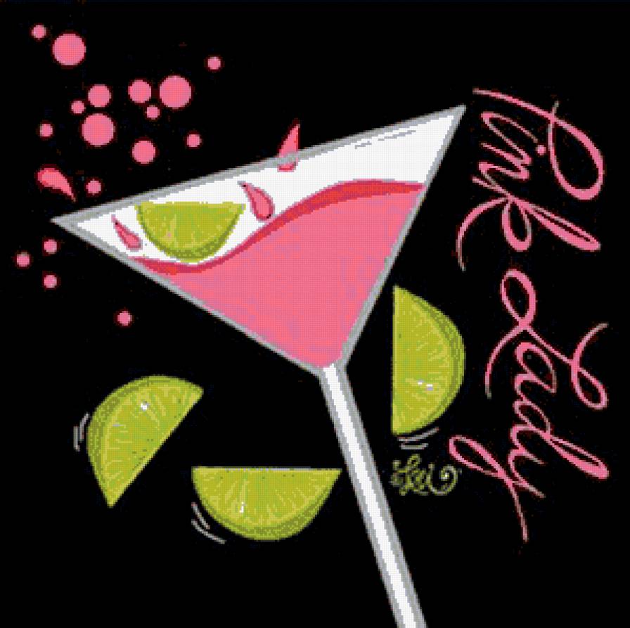 картинка для кухни - лайм, бокал, напиток, долька, лимон - предпросмотр