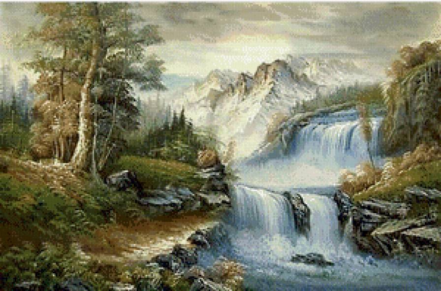 Водопад - водопад, горы - предпросмотр