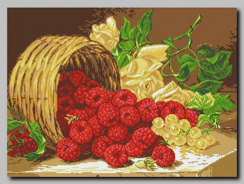 Природа - натюрморт, малина, корзина, розы - оригинал