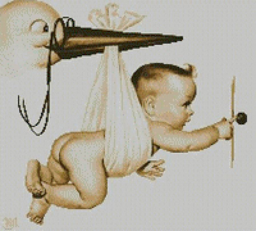 Малыш - нежность, малыш, любовь, аист - предпросмотр