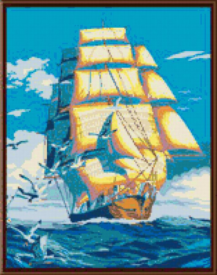 Карабль - карабль, чайки, море - предпросмотр