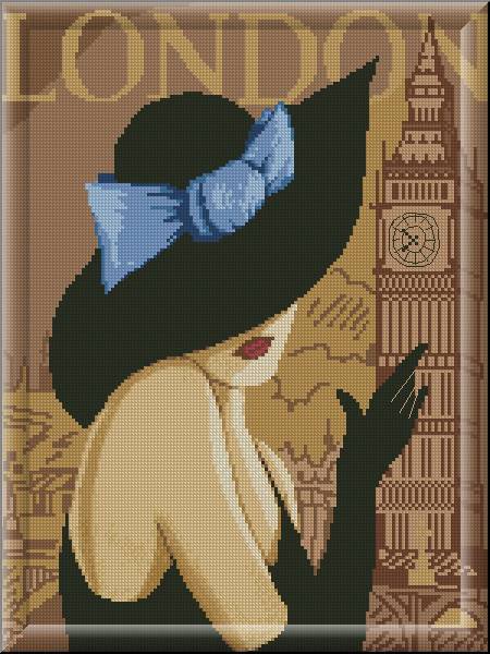 Дама в шдяпе 1 - полиптих - оригинал