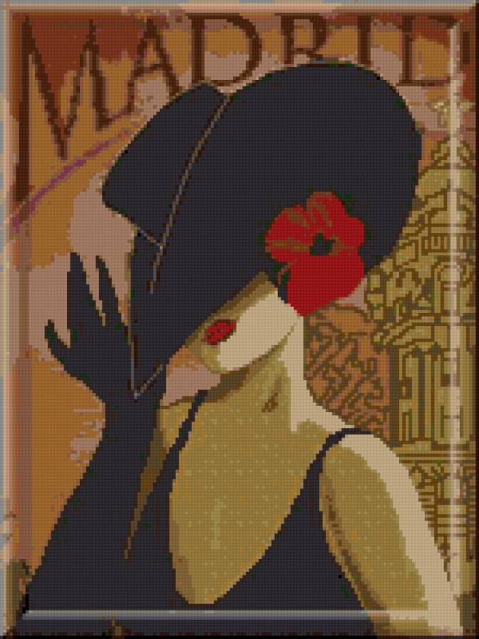 Дама в шдяпе 4 - полиптих - предпросмотр