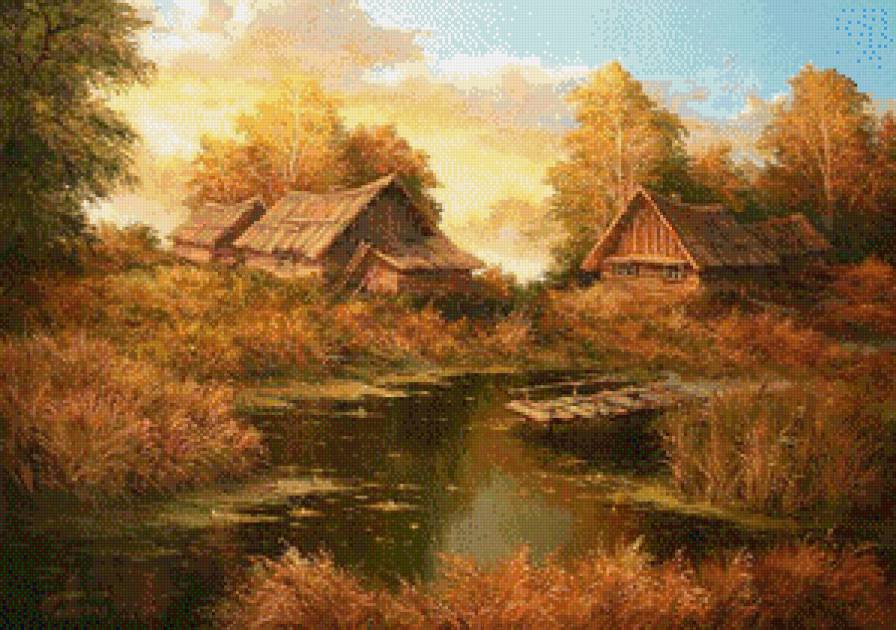 серия "деревня" - пейзаж.деревня.дом.осень.озеро - предпросмотр