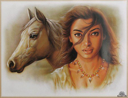 Девушка с лошадью - кони, животные, лошади, люди, девушка - оригинал