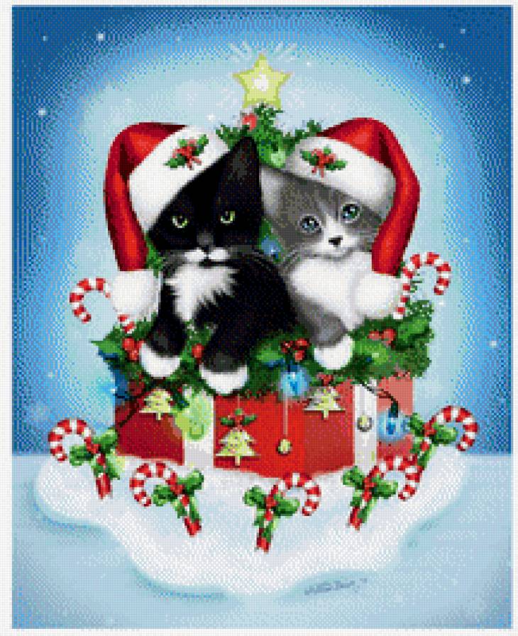 котики - новый год, кошки, котята, кот, кошка, котик, животные - предпросмотр