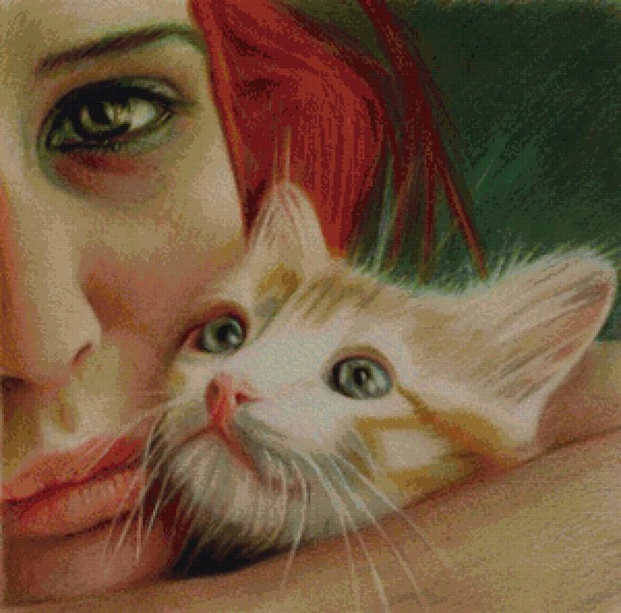 нежность - коты, девушка, кот, котики - предпросмотр